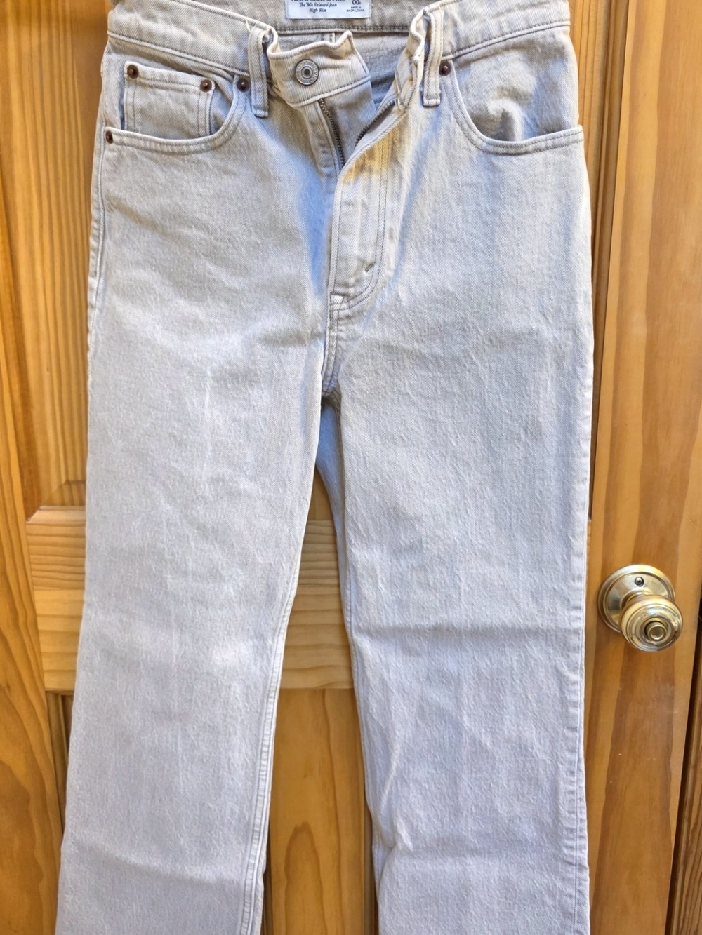 Abercrombie & Fitch Women's Straight Jeans in Light Tan
